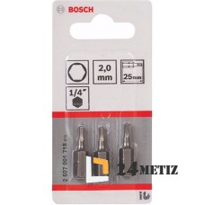 Бита Bosch HEX 2 XH 25мм, 3 шт (2607001718)