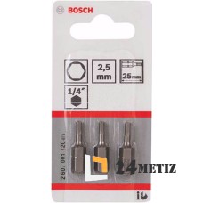 Бита Bosch HEX 2,5 XH 25мм, 3 шт (2607001720)