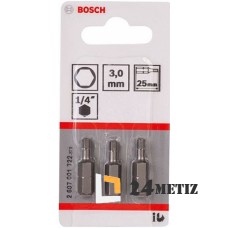 Бита Bosch HEX 3 XH 25мм, 3 шт (2607001722)