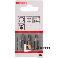 Бита Bosch HEX 4 XH 25мм, 3 шт (2607001724)