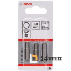 Бита Bosch HEX 6 XH 25мм, 3 шт (2607001728)