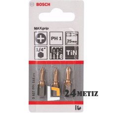 Бита Bosch PHILLIPS 1 TIN 25мм, 3 шт (2607001544)