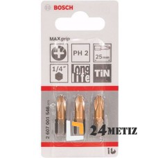 Бита Bosch PHILLIPS 2 TIN 25мм, 3 шт (2607001546)