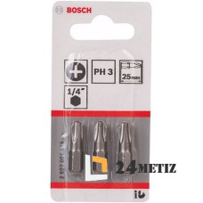 Бита Bosch PHILLIPS 3 XH 25мм, 3 шт (2607001515)