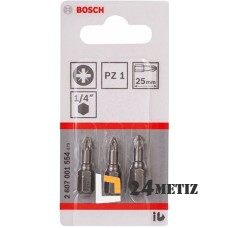 Бита Bosch POZIDRIV 1 XH 25мм, 3 шт (2607001554)