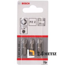 Бита Bosch POZIDRIV 2 XH 25мм, 3 шт (2607001558)