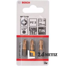 Бита Bosch POZIDRIV 3 TIN 25мм, 3 шт (2607001595)