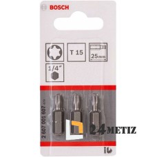 Бита Bosch TORX T15 XH 25мм, 3 шт (2607001607)