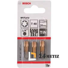 Бита Bosch TORX T40 TIN 25мм, 3 шт (2607001697)