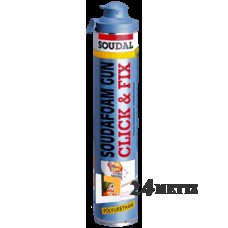 Профессиональная монтажная пена Soudal 60л., под пистолет Click&Fix 750мл., лето, зима